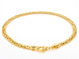 18k Yellow Gold Over Sterling Silver 4mm Byzantine Link Bracelet & 20 Inch Chain Set of 2