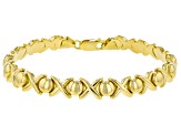 18k Yellow Gold Over Sterling Silver Stampato Link Xoxo Bracelet