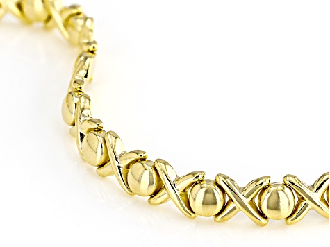 18k Yellow Gold Over Sterling Silver Stampato Link Xoxo Bracelet