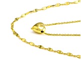 18k Yellow Gold Over Sterling Silver Heart 20 Inch Necklace & Valentino 18 Inch Chain Set of 2
