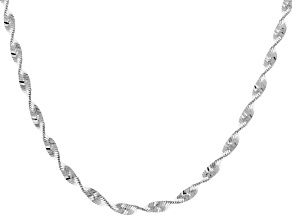 Sterling Silver 3.2mm Twisted Herringbone 20 Inch Chain