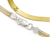 Sterling Silver & 18k Yellow Gold Over Sterling Silver 3.6mm Diamond-Cut Herringbone 20 Inch Chain