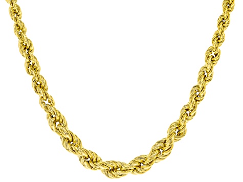 18k Yellow Gold Over Sterling Silver 6mm Graduated Rope 20 Inch Chain ...