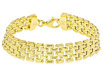 Picture of 18k Yellow Gold Over Sterling Silver 12mm Panther Link Bracelet