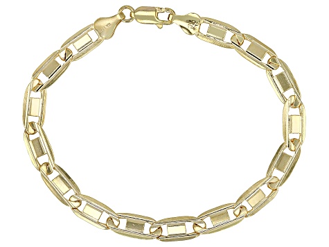 18k Yellow Gold Over Sterling Silver 6mm Valentino Link Bracelet