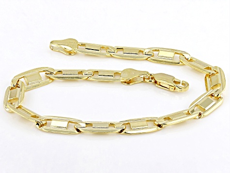 18k Yellow Gold Over Sterling Silver 6mm Valentino Link Bracelet