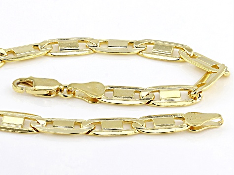 18k Yellow Gold Over Sterling Silver 6mm Valentino Link Bracelet