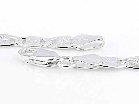 Sterling Silver 4.1mm Sunburst Valentino Link Bracelet