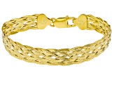 18k Yellow Gold Over Sterling Silver 8 Strand Braided Herringbone Link Bracelet