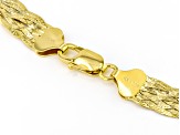 18k Yellow Gold Over Sterling Silver 8 Strand Braided Herringbone Link Bracelet