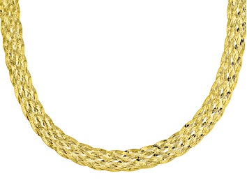 Picture of 18k Yellow Gold Over Sterling Silver 8 Strand Braided Herringbone 20 Inch Chain