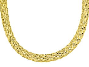 18k Yellow Gold Over Sterling Silver 8 Strand Braided Herringbone 20 Inch Chain