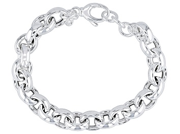 Picture of Sterling Silver 10mm Puff Rolo Link Bracelet
