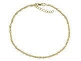 18k Yellow Gold Over Sterling Silver 2mm Singapore Link Anklet