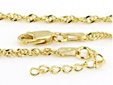 18k Yellow Gold Over Sterling Silver 2mm Singapore Link Anklet