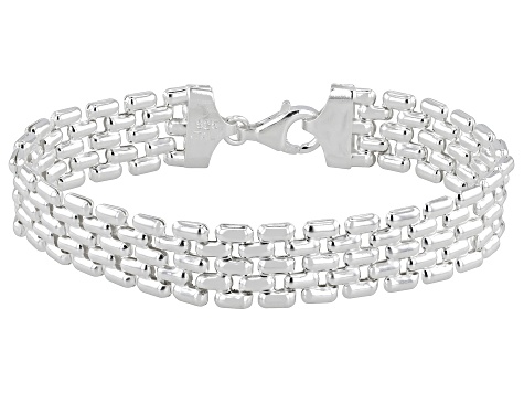 Sterling Silver 12mm Panther Link Bracelet