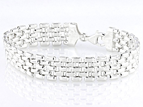 Sterling Silver 12mm Panther Link Bracelet