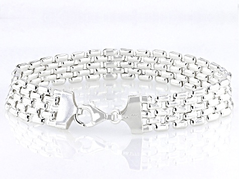 Sterling Silver 12mm Panther Link Bracelet