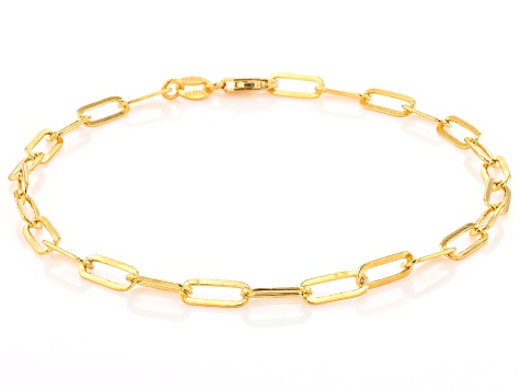 18k Yellow Gold Over Sterling Silver Herringbone, Paperclip, & Criss Cross Link Bracelet Set of 3