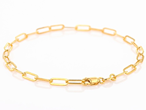 18k Yellow Gold Over Sterling Silver Herringbone, Paperclip, & Criss Cross Link Bracelet Set of 3