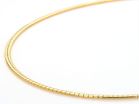 18k Yellow Gold Over Sterling Silver 2.5mm Omega 18 Inch Chain