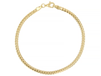 Picture of 18k Yellow Gold Over Sterling Silver 3mm Cuban Link Bracelet