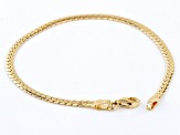 18k Yellow Gold Over Sterling Silver 3mm Cuban Link Bracelet