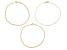 18k Yellow Gold Over Sterling Silver 1.6mm Paperclip, 2mm Curb, & 3mm Mirror Link Bracelet Set of 3