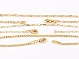 18k Yellow Gold Over Sterling Silver 1.6mm Paperclip, 2mm Curb, & 3mm Mirror Link Bracelet Set of 3