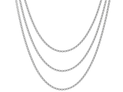 Sterling Silver 1mm Box 18, 20, & 22 Inch Chain Set of 3