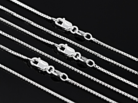 Sterling Silver 1mm Box 18, 20, & 22 Inch Chain Set of 3