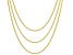 18k Yellow Gold Over Sterling Silver 1mm Box 18, 20, & 22 Inch Chain Set of 3