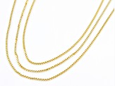 18k Yellow Gold Over Sterling Silver 1mm Box 18, 20, & 22 Inch Chain Set of 3
