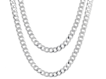 Picture of Sterling Silver 3.2mm Flat Curb 18 & 20 Inch Chain Set of 2