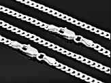 Sterling Silver 3.2mm Flat Curb 18 & 20 Inch Chain Set of 2