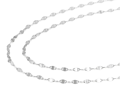 Sterling Silver 2mm Valentino Link 18 & 20 Inch Chain Set of 2