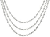 Sterling Silver 2mm Singapore 18, 20, & 22 Inch Chain Set of 3