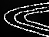 Sterling Silver 2mm Singapore 18, 20, & 22 Inch Chain Set of 3