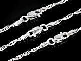 Sterling Silver 2mm Singapore 18, 20, & 22 Inch Chain Set of 3