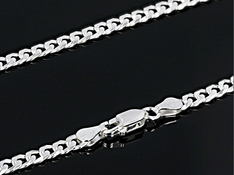 Sterling Silver 4mm Flat Curb 18 Inch Chain