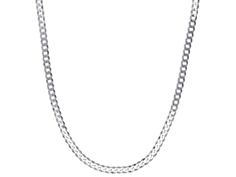 Sterling Silver 4mm Flat Curb 22 Inch Chain