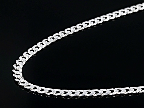 Sterling Silver 4mm Flat Curb 22 Inch Chain