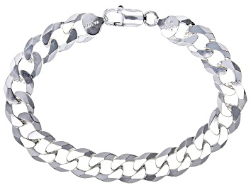 Picture of Sterling Silver 10mm Flat Curb Link Bracelet