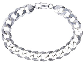 Sterling Silver 10mm Flat Curb Link Bracelet