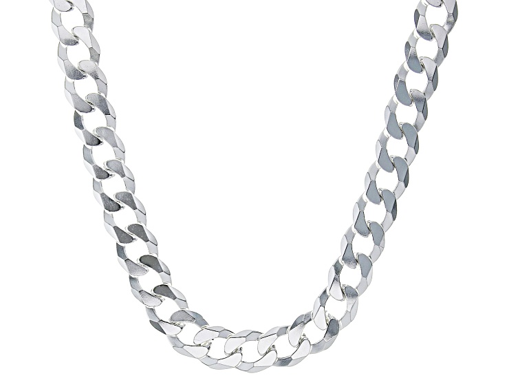 Sterling Silver 10mm Flat Curb 22 Inch Chain - AG1224 | JTV