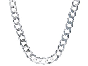 Sterling Silver 10mm Flat Curb 22 Inch Chain