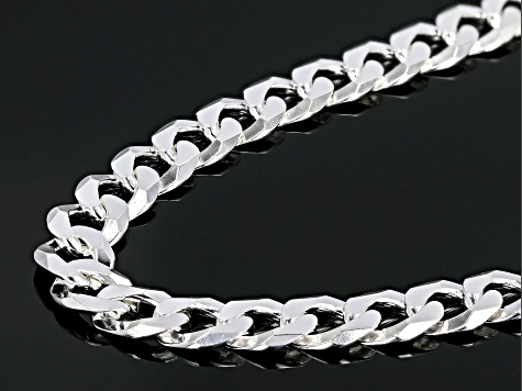 Sterling Silver 10mm Flat Curb 22 Inch Chain