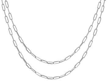 Picture of Sterling Silver 2mm Paperclip 18 & 20 Inch Chain Set of 2