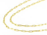 18k Yellow Gold Over Sterling Silver 2mm Paperclip 18 & 20 Inch Chain Set of 2