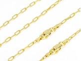 18k Yellow Gold Over Sterling Silver 2mm Paperclip 18 & 20 Inch Chain Set of 2